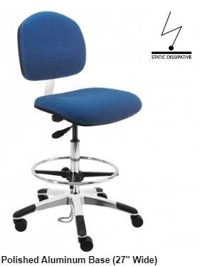 1 Lever Lincoln Fabric ESD Tall Chairs 10" Stroke with ESD Casters and Aluminum Base #LAT-DF1B-XF