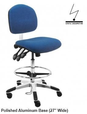3 Lever Lincoln Fabric ESD Tall Chairs 10" Stroke with ESD Casters and Aluminum Base #LAT-DFB-XF