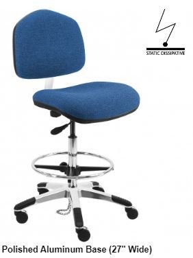 1 lever Washington Fabric ESD Tall Chairs 10" Stroke with ESD Casters and Aluminum Base #WAT-DF1B-XF