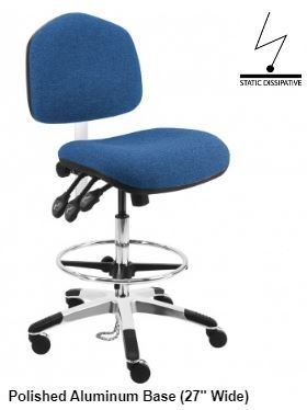 3 Lever Washington Fabric ESD Tall Chairs 10" Stroke with ESD Casters and Aluminum Base #WAT-DFB-XF