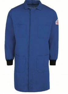 Flame Resistant Lab Coat: 1 PPE CAT, 4.4 cal/sq cm ATPV, Men's, Nomex® IIIA, Blue
